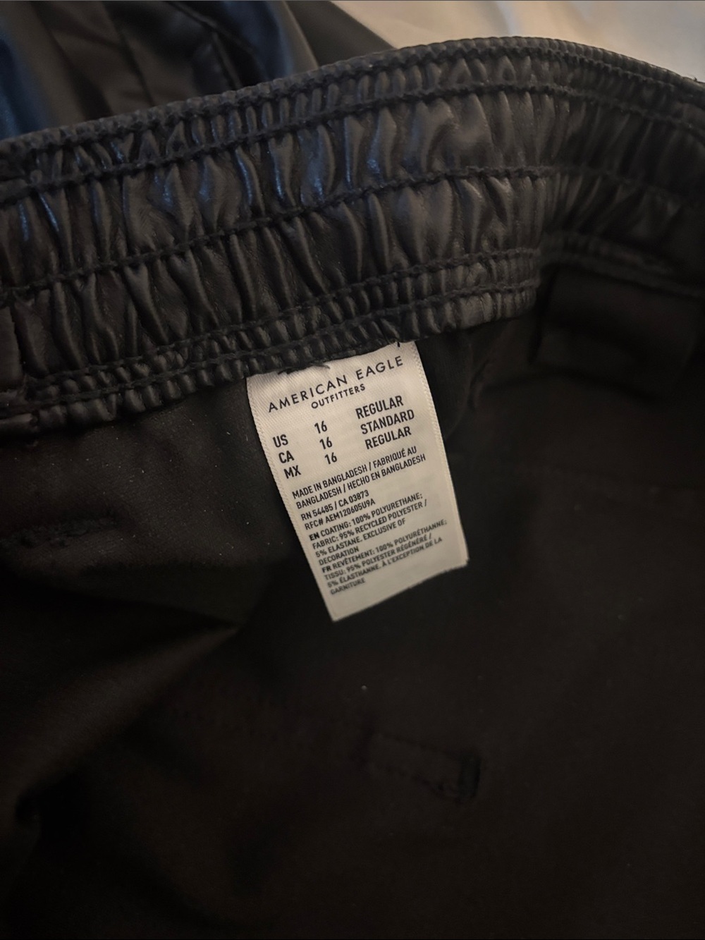 Womens Black Faux Leather Cargo Pants - Picture 2 of 4